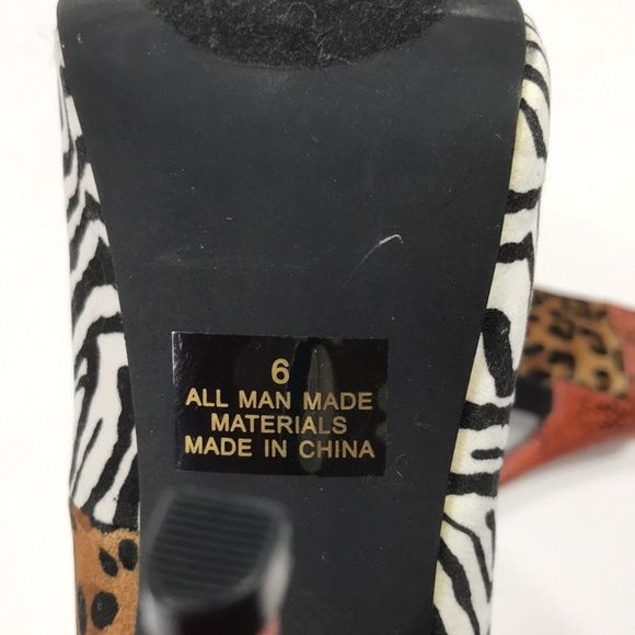 Qupid Animal Print High Heels, Orange, White, 6 - Picture 8 of 9